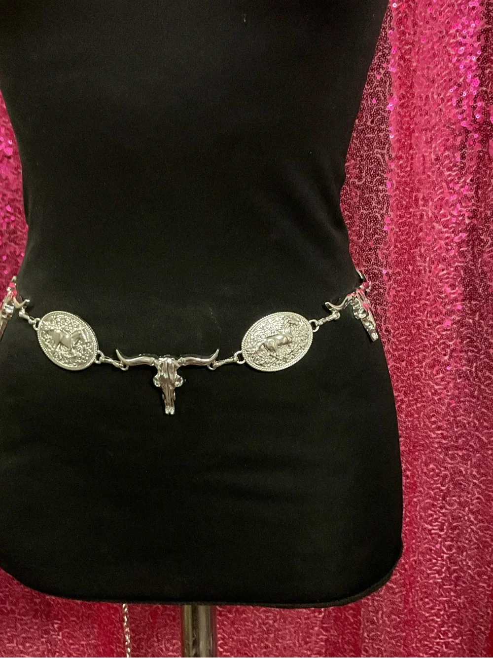 Silver Coin & Charm Chain Hip Belt - Women Accessories